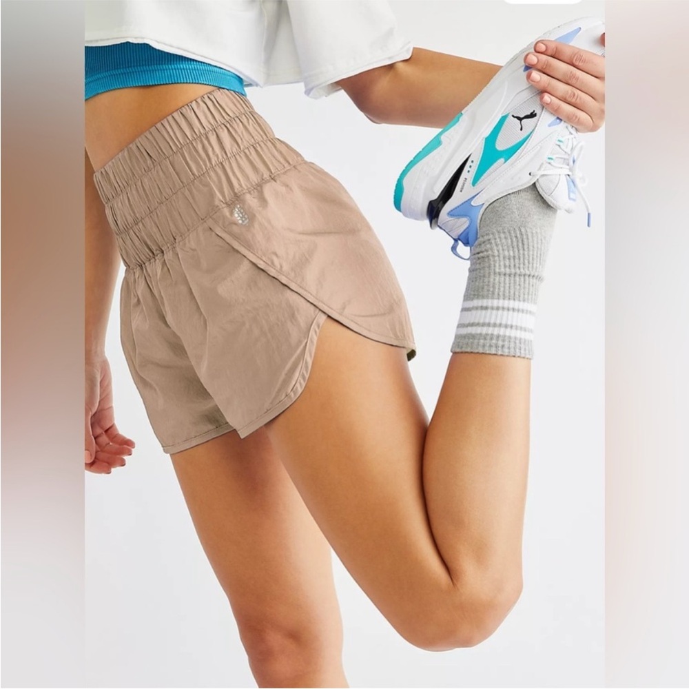 Free People FP Movement The Way Home Logo Shorts Clay Tan Size XL Active Wear